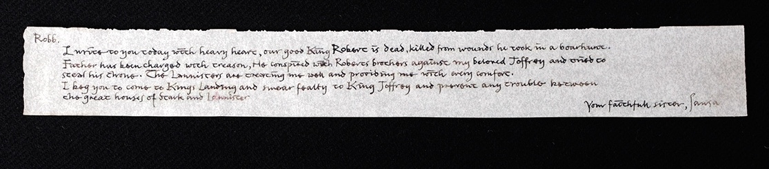 sansa letter to robb nerdcore movement sansa letter